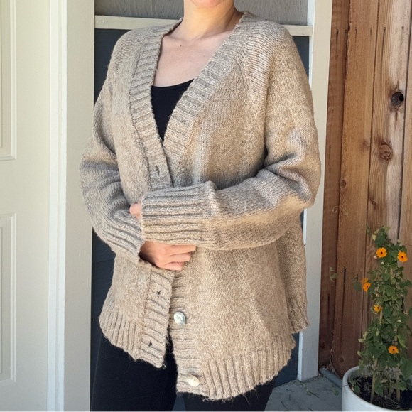 Oatmeal Cardigan with Abalone Buttons - Picture 2 of 11
